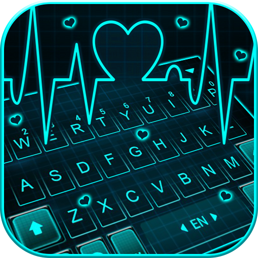 Animated Neon Heart Tema Papan