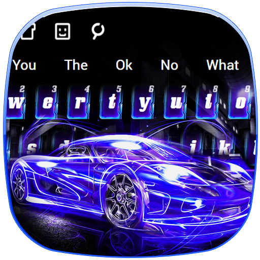 Lightning Neon Blue Car Keyboard Theme