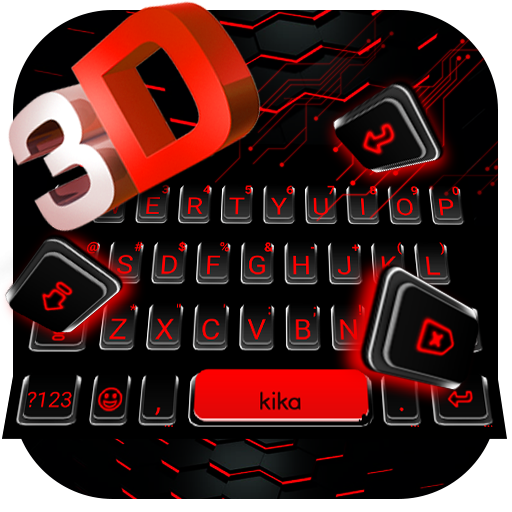 Classic 3D Neon Red कीबोर्ड
