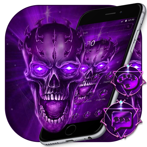 Purple Black Fire Skull Launcher Theme 💀