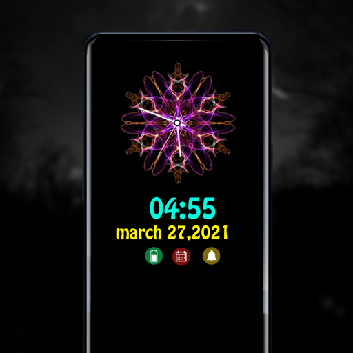 Stylish Clock on Screen Amoled