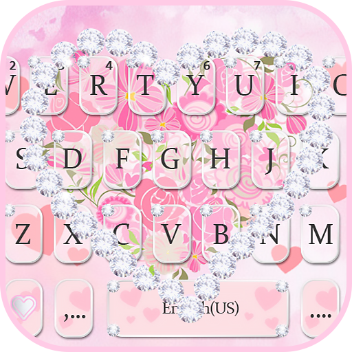 Diamond Pink Flora Heart Keybo