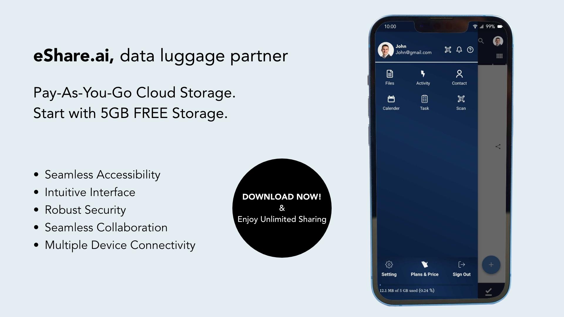 Download eShare.ai Sharing, Storage App android on PC