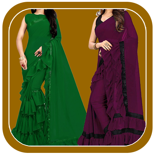 Women Fashion Ruffle Sarees