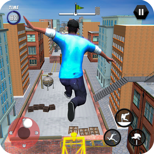 City Rooftop Parkour Runner