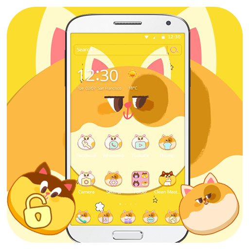 Cartoon cute cat theme, cute cat icon wallpaper