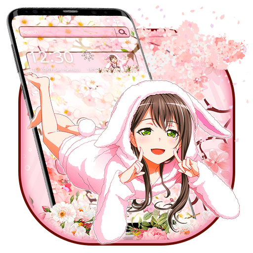 Pink Flower Cute Bunny Girl Theme