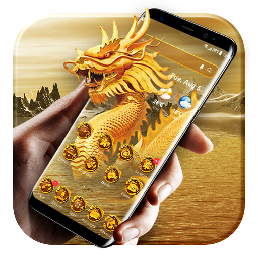 Golden dragon launcher theme &wallpaper