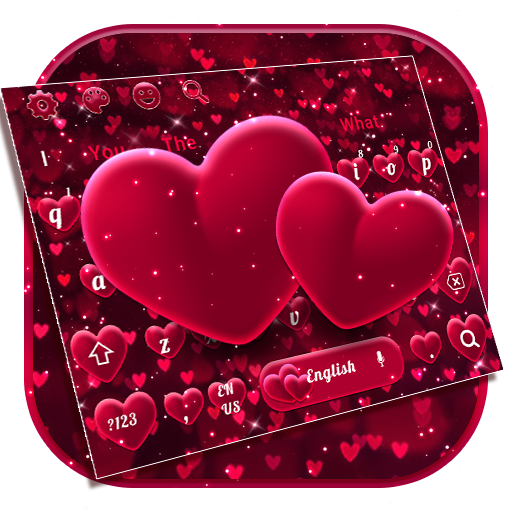 Red Love Glitter Heart Keyboard