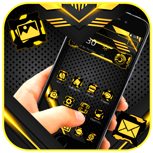 Dark Black Yellow Launcher Theme ✨