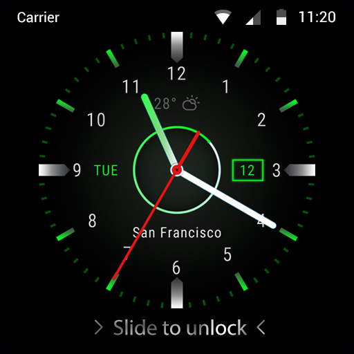 Android telefon için siyah saat kilit ekranı