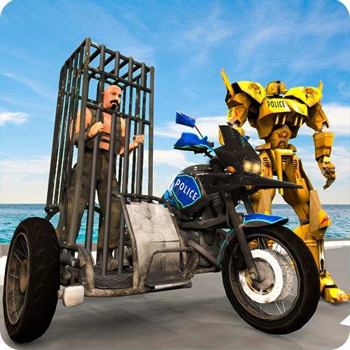 Sidecar Motorcycle Police Robot Transformation