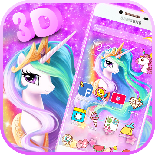 3D Lovely Colorful Unicorn Gravity Theme