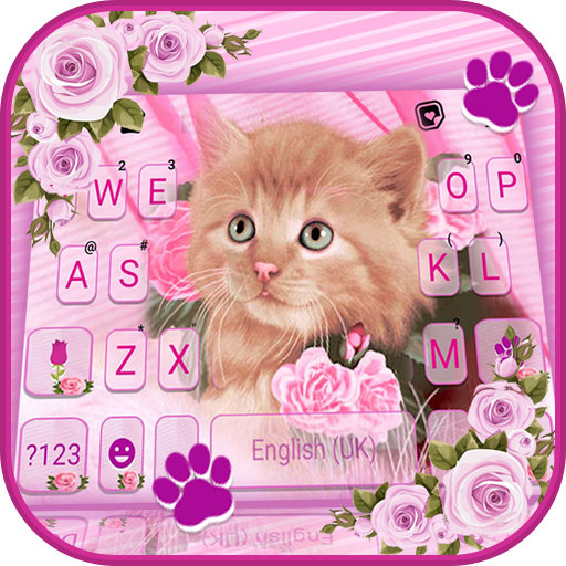 Pink Flower Kitty Keyboard Bac