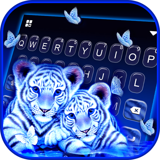 Neon Tiger Cubs Keyboard Backg