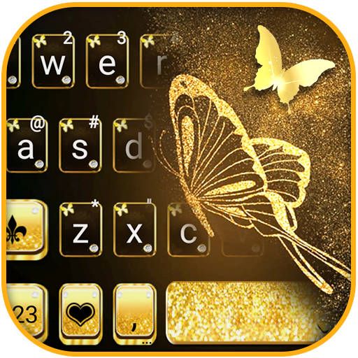 Gold Butterfly Keyboard Backgr