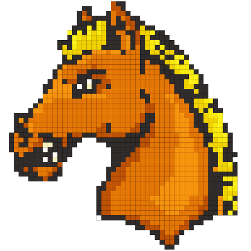 Horse Pixel Art Coloring Book