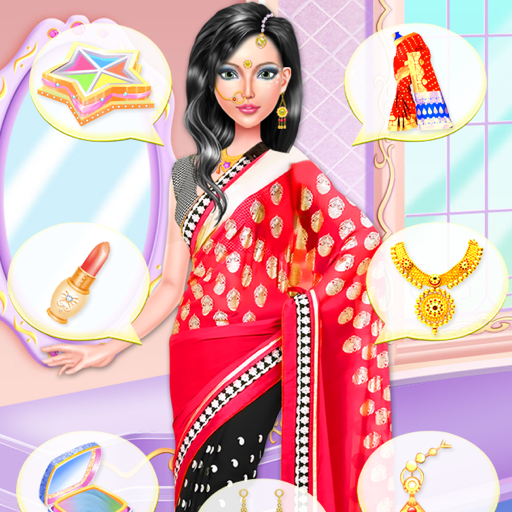 インドの女の子ウェディングデザイナーメイクアップ＆ドレスアッ