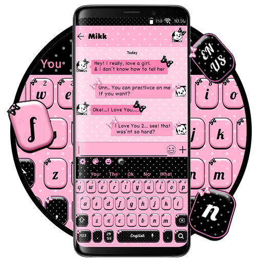 SMS Pink Bowknot Keyboard Theme