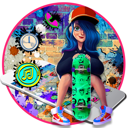 Cool Graffiti Skate Girl Tema