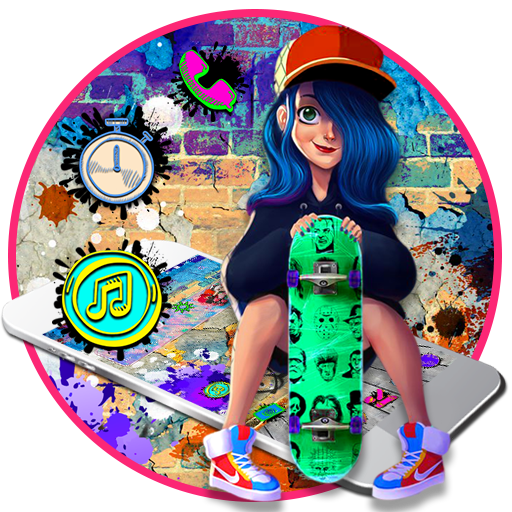 Cool Graffiti Skate Girl Theme