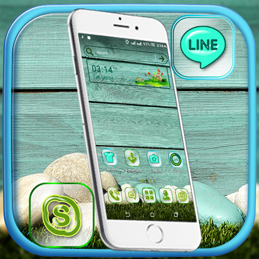 Cyan Wooden Launcher Theme