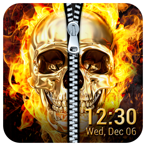 Skull Zipper Lock Screen, Pin