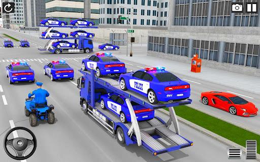 US Police Car Transport Truck: Police Vehicle Transporter Games