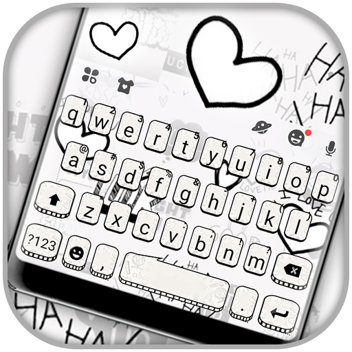 Fundo do Teclado Black White Doodle