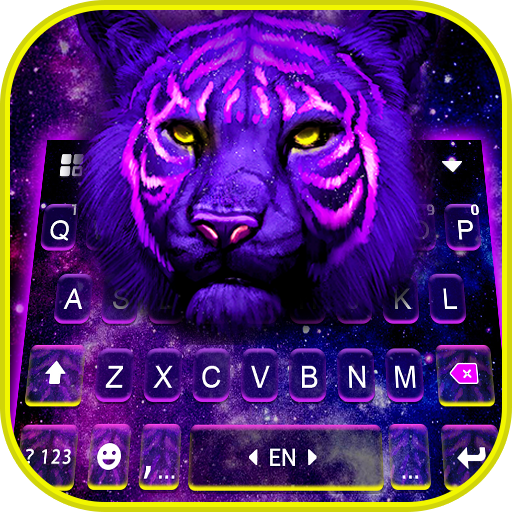 คีย์บอร์ดพื้นหลัง Neon Purple Tiger