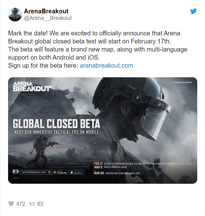 Arena Breakout Announces New Regional Closed Betas