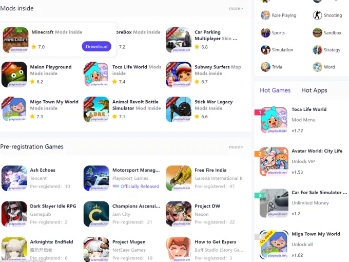 Playmods - A Free and Easy Mobile Game Platform with Tons of Game Mods